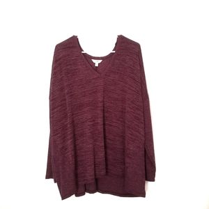 Long Sleeve Plus Size Burgundy Shirt